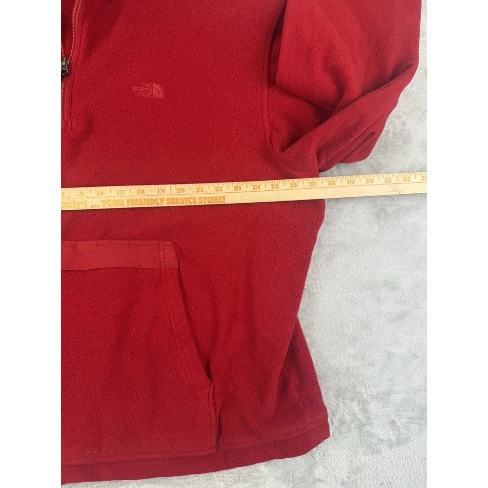 The North Face Fleece Hoodie Mens XXL Red 1/4 Zip Pullover Anorak Kangaroo